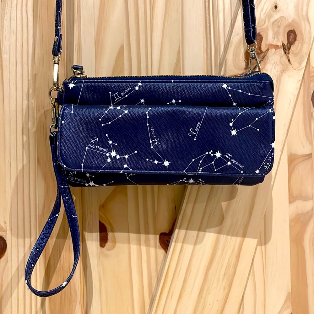 Zodiac Constellation Wallet Clutch with Detachable Strap